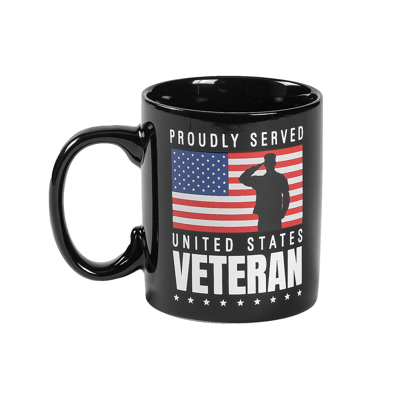 4th of July Saluting Veteran American Flag Reusable Ceramic Coffee Mug 12 oz.